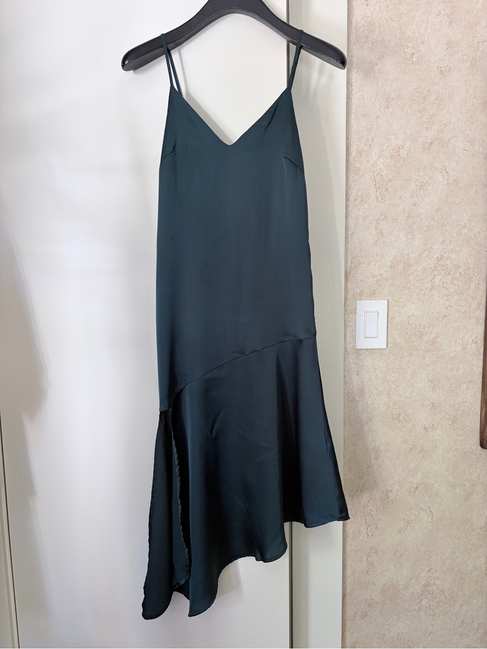 Modern Citizen Asymmetrical Slip Dress in Teal-Blue
